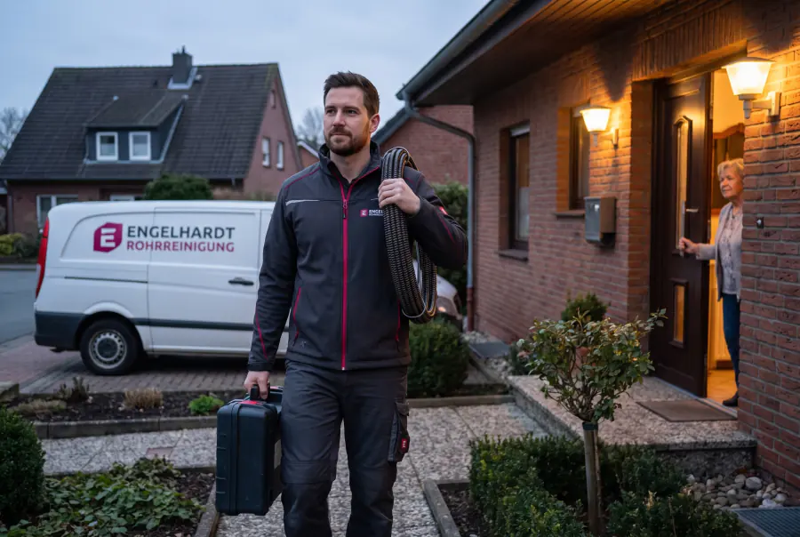 24/7 Notdienst: Monteur von Rohrreinigung Engelhardt kommt zum Kunden